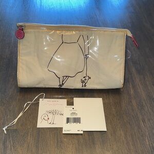 Vintage kate spade maira kalman naseem cosmetic bag natural/pink nwt